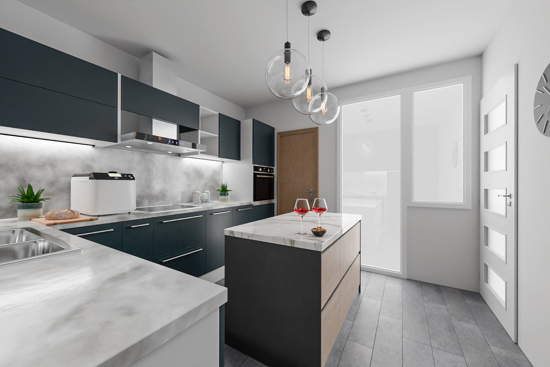 ukázka vizualizace nové kuchyně v bytě před rekonstrukcí